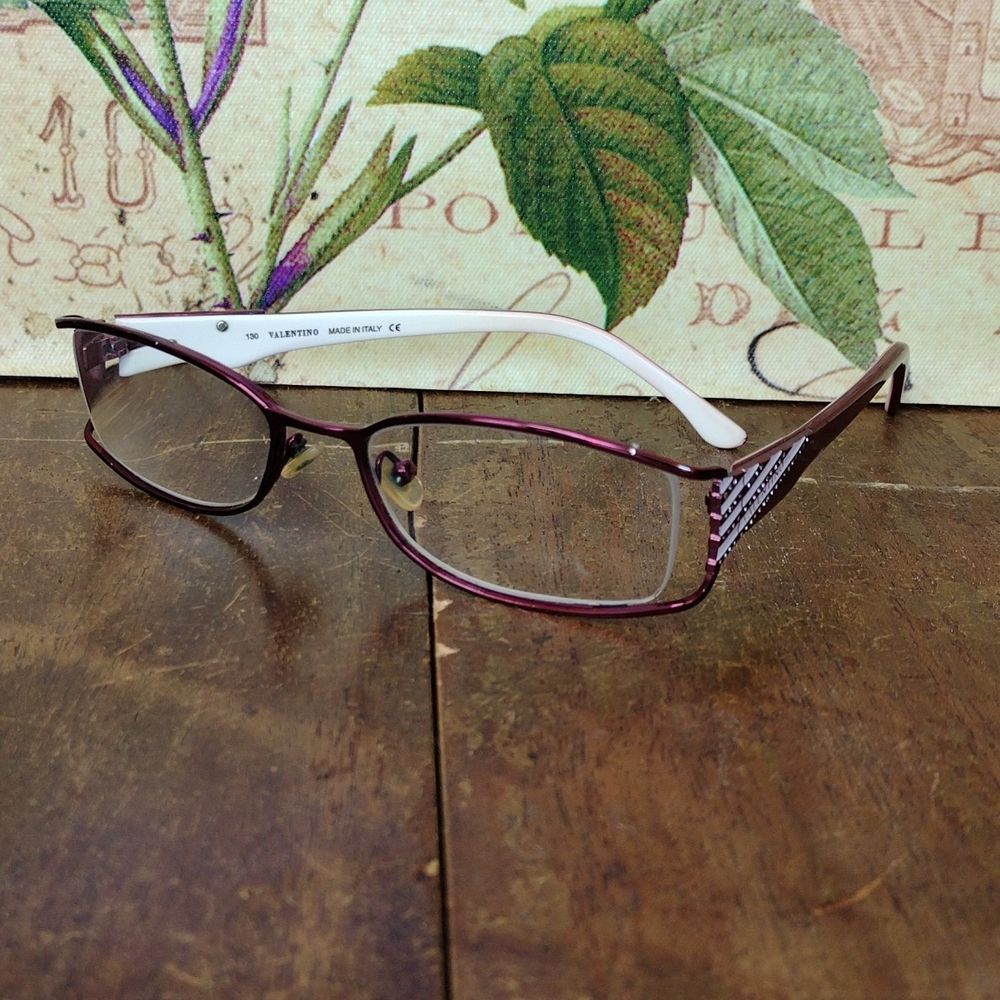 Valentino Plum Metallic Arms Burgundy Jeweled Glasses